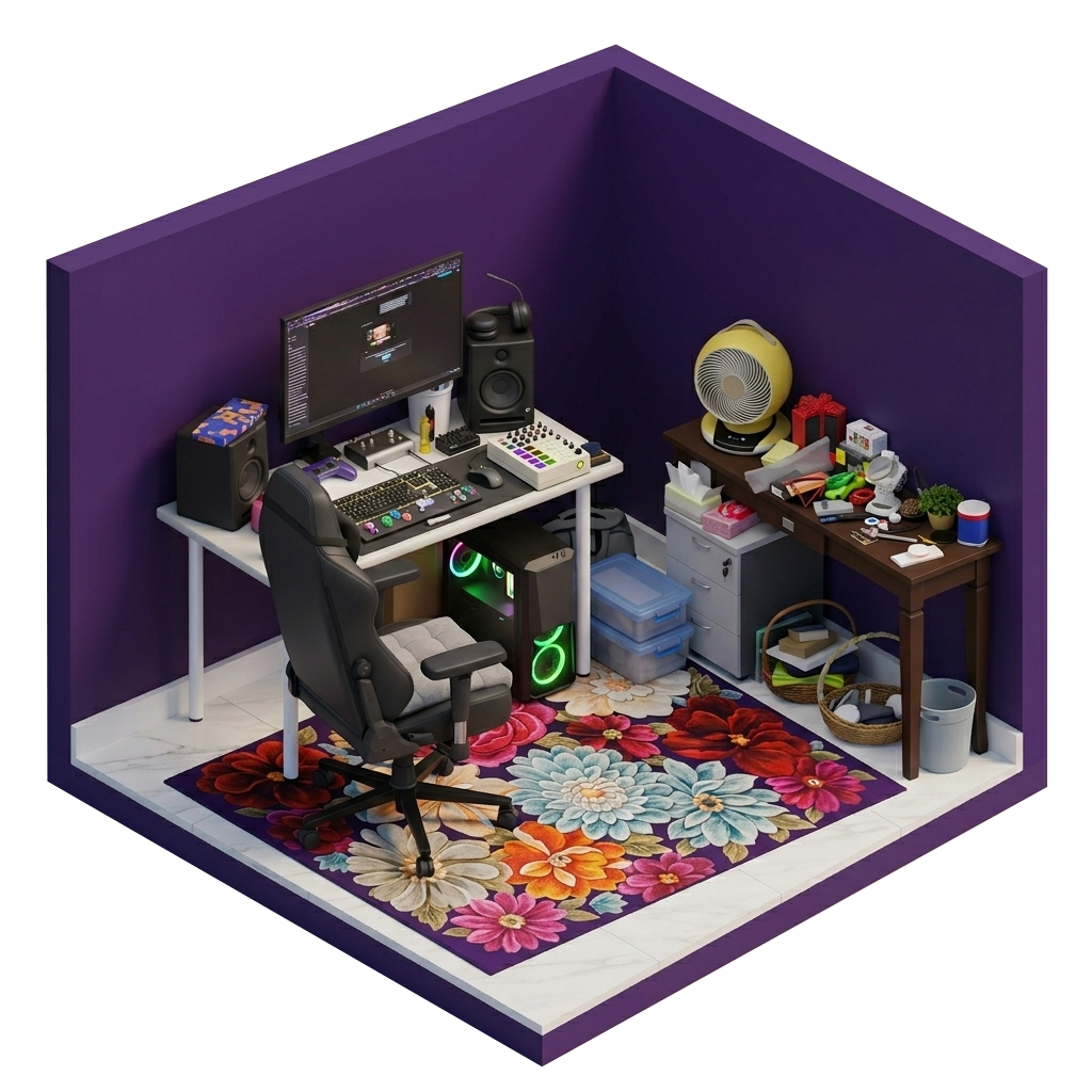 Isometric illustration of the Warung Cyber maker lab